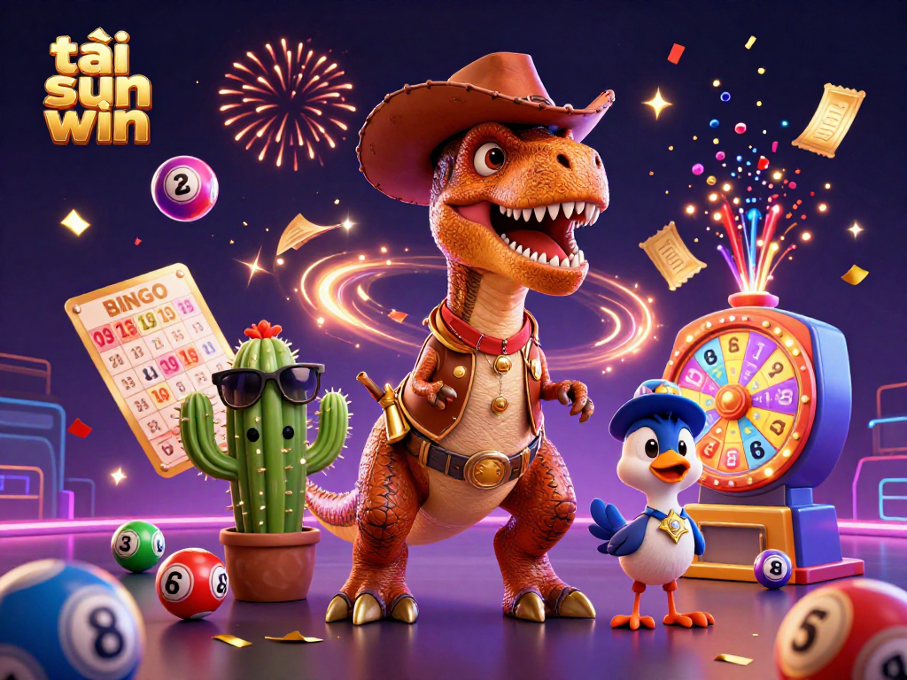 Engage in thrilling lottery excitement with tải sun win, featuring colorful balls and festive characters.