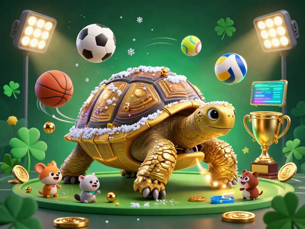 Zowin showcases an exciting casino atmosphere with a golden tortoise pinball machine awaited by eager animals in this vibrant scene.